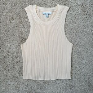 Topshop Beige Ribbed Knit Tank